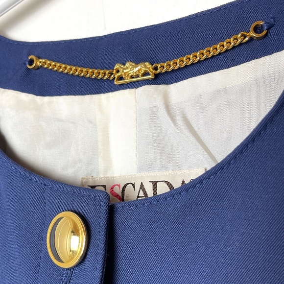 Vintage ESCADA 100% WOOL BLUE BLAZER , Sailor vibe - Picture 2 of 9